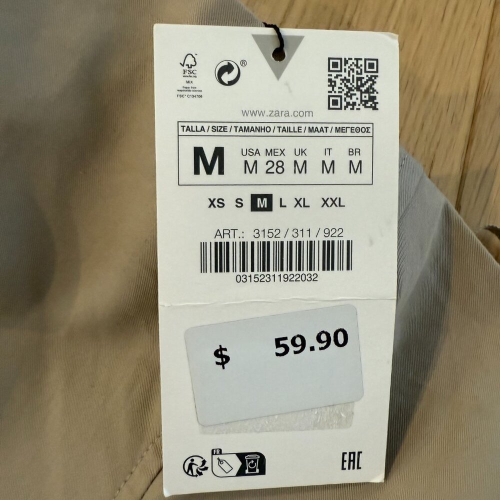 ZARA BRAND NEW w/TAGS STRAPLESS CARGO JUMPSUIT KHAKI- SIZE M - Picture 3 of 4